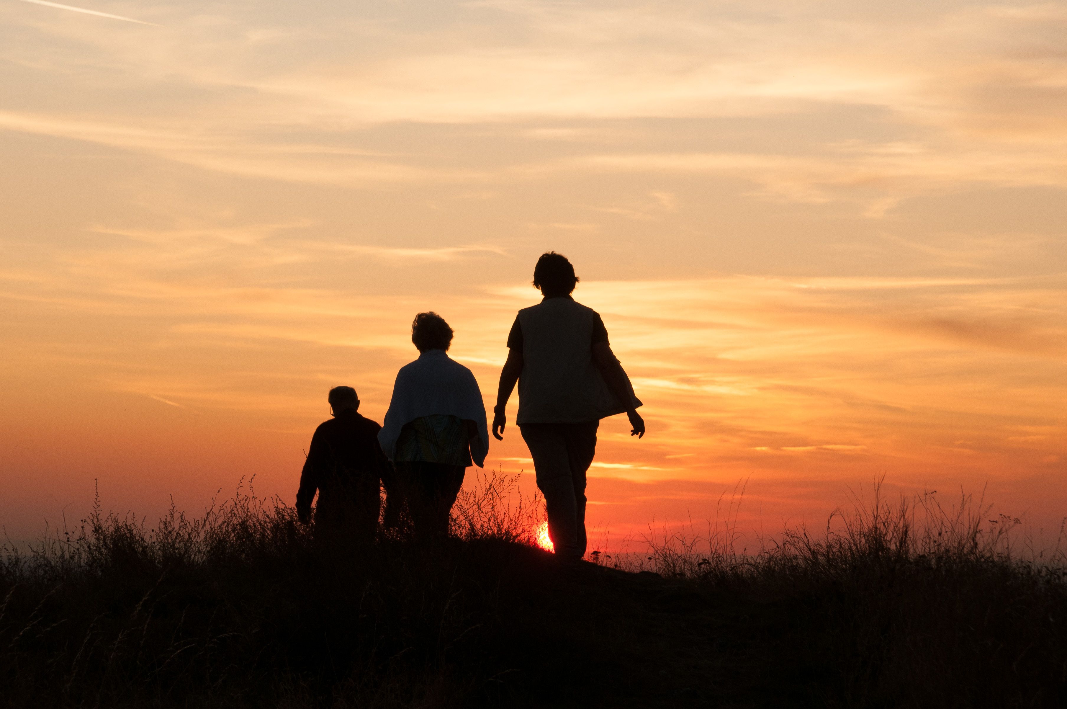 Wandern bei Sonnenuntergang