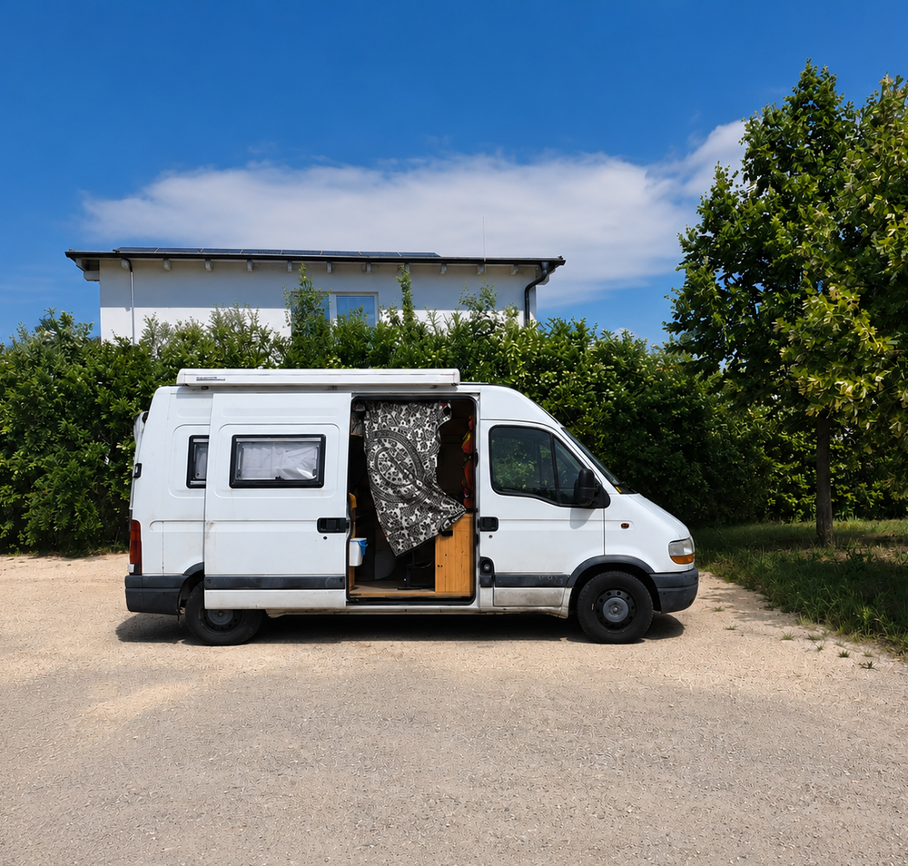 Stellplatz für Camper in Ladendorf auf festem Untergrund